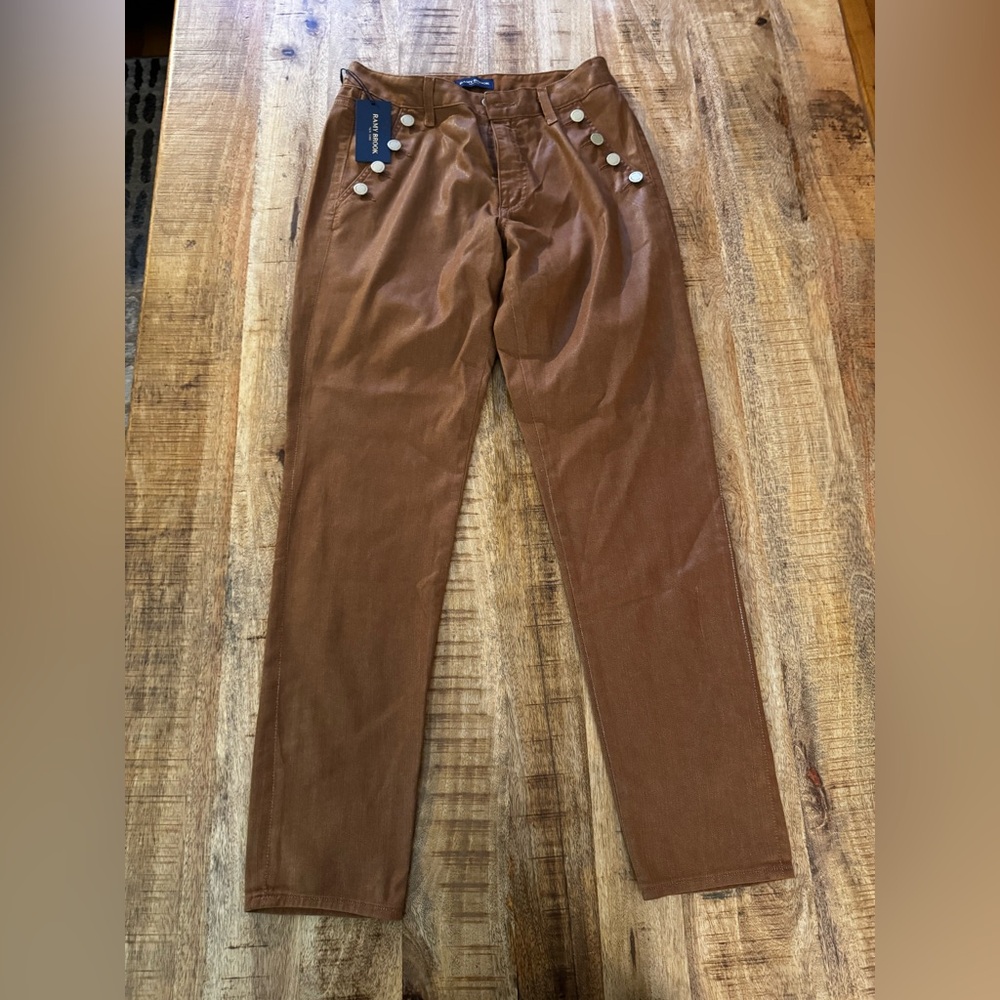 Ramy Brook Brown copper coated Helena skinny denim jeans pants mid rise NEW NWT